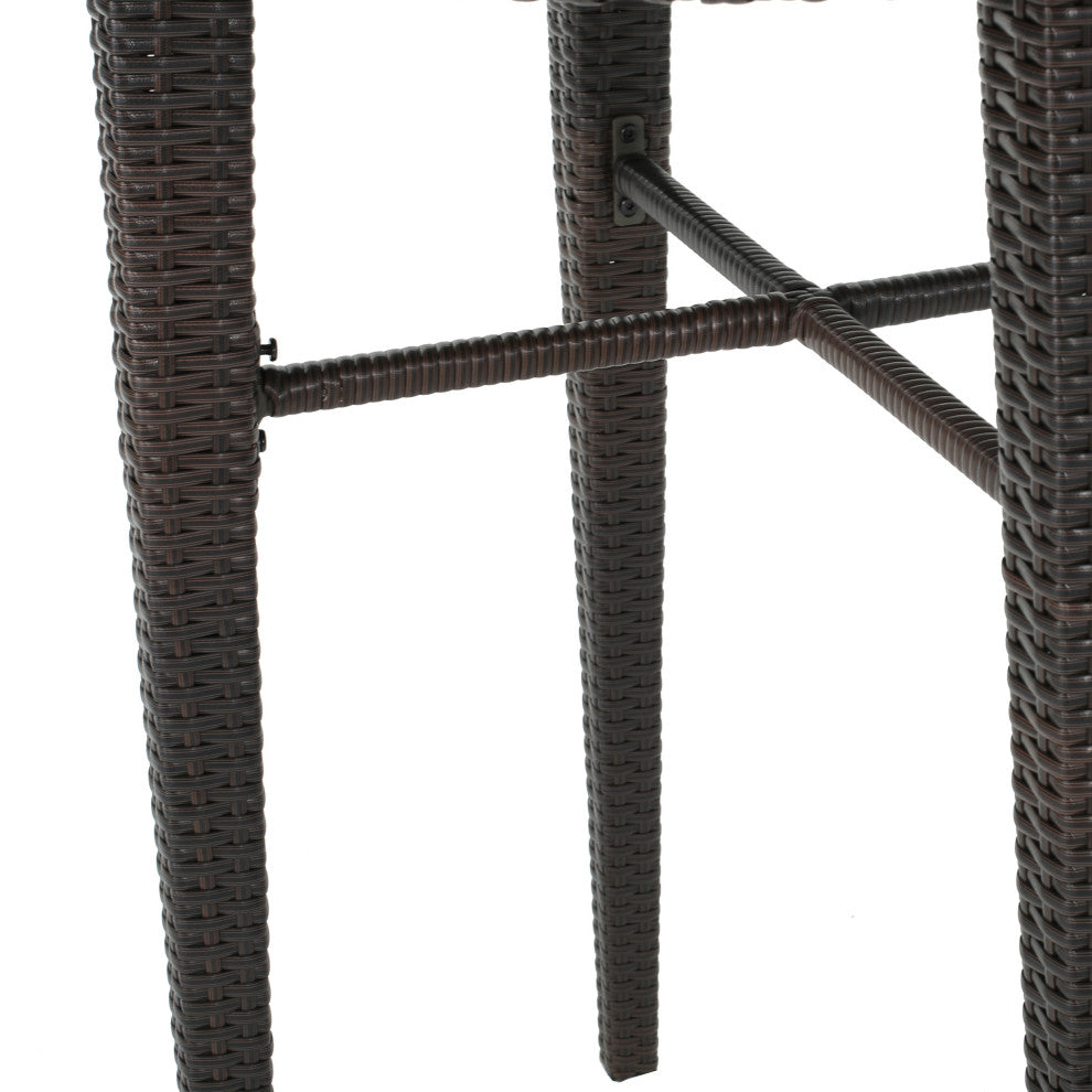 GDF Studio 5-Piece Big Rock Outdoor 41" Wicker Bar Set With Cushions