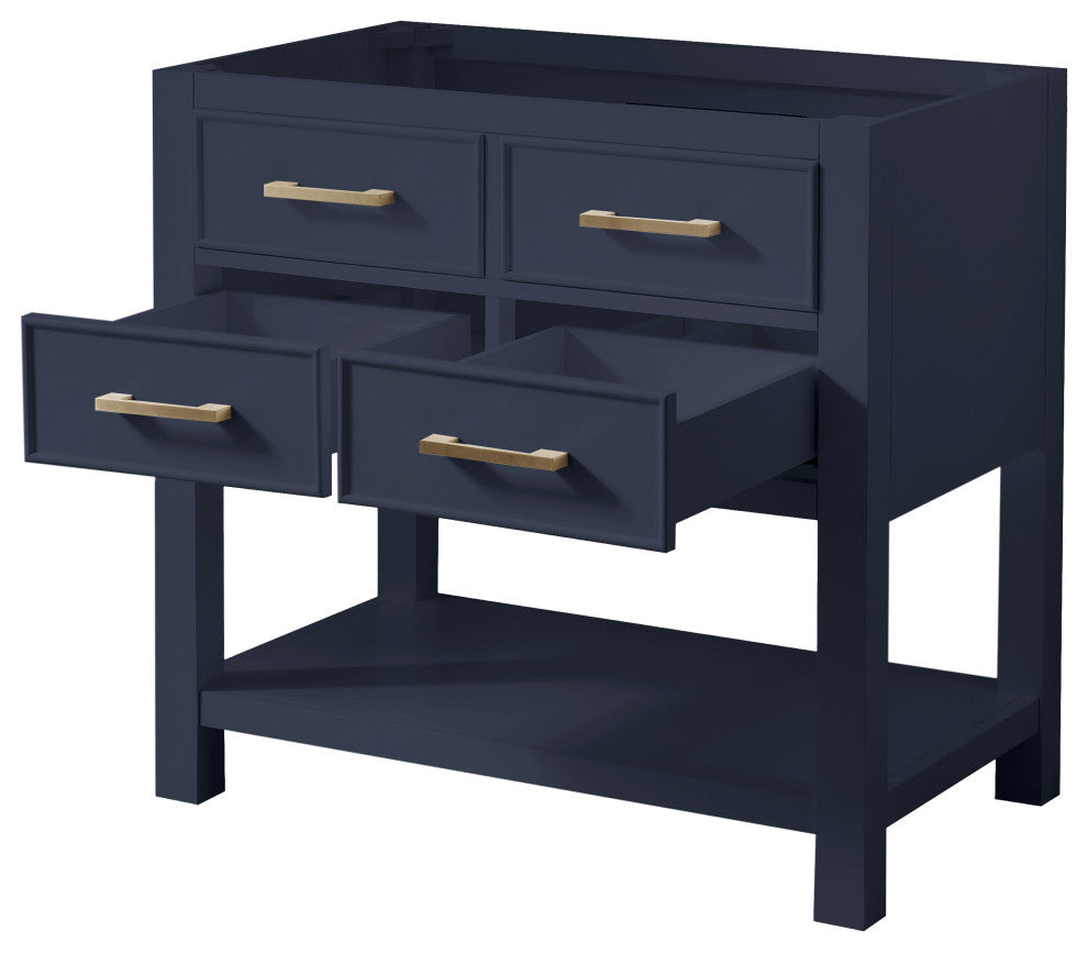Avanity Brooks Bath Vanity, Navy Blue With Top and Sink, 42", Carrara White Marb