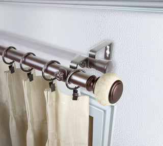 Hadley 1" Diameter Double Curtain Rod, Bronze, 66-120"