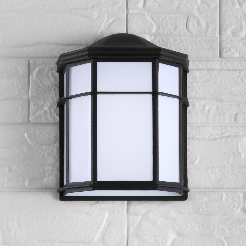 Henry 7.75" Outdoor Frosted Acrylic/Metal Integrated LED Sconce, Black/White