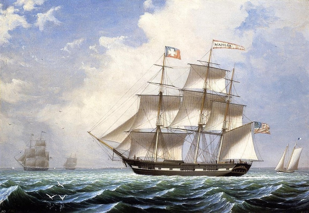 Fitz Hugh Lane The -Matilda- under Sail, 18"x27" Wall Decal Print