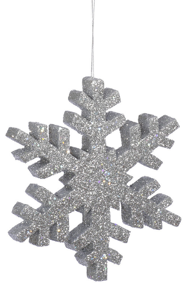 18" Silver Outdoor Glitter Snowflake