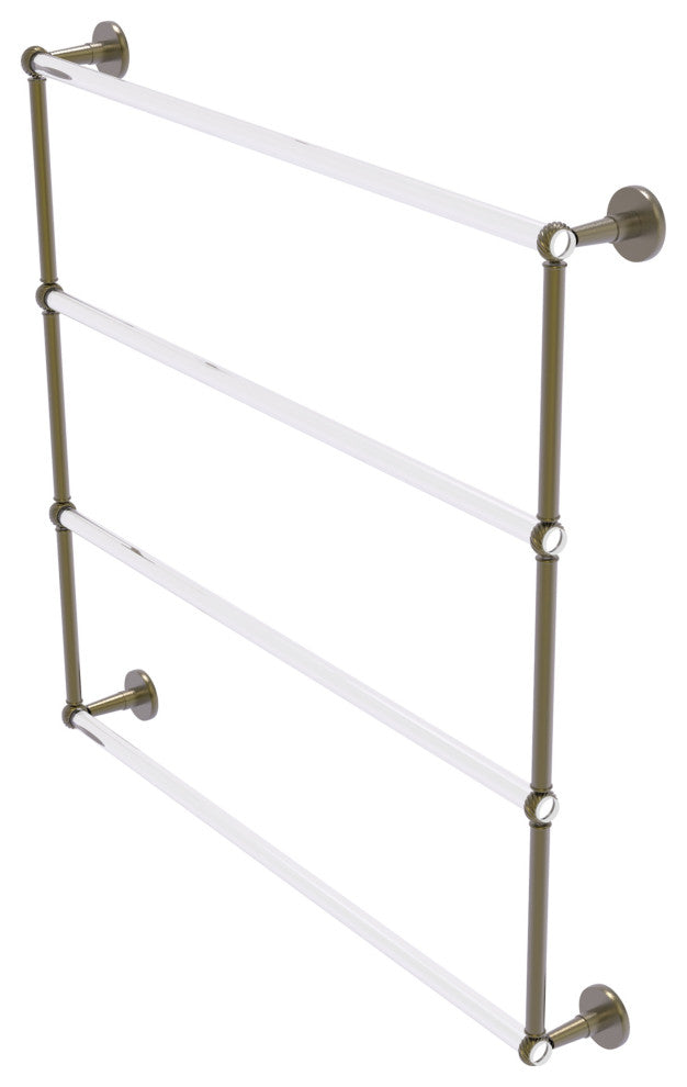 Clearview 4 Tier 36" Ladder Towel Bar with Twisted Accents, Antique Brass