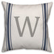 Blue Farmhouse Stripe Monogram - W 18x18 Spun Poly Pillow