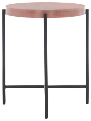 Safavieh Azula Stone Top Accent Table, Burnt Orange/Black
