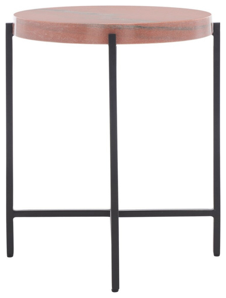 Safavieh Azula Stone Top Accent Table, Burnt Orange/Black