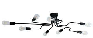Modern Sputnik Design Semi Flush Mount Ceiling Light, Black