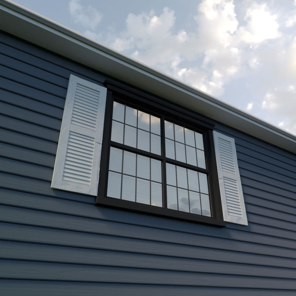 Rustic 2 Equal Louver Faux Wood Shutters, Per Pair, Hand Hewn, 12x42"