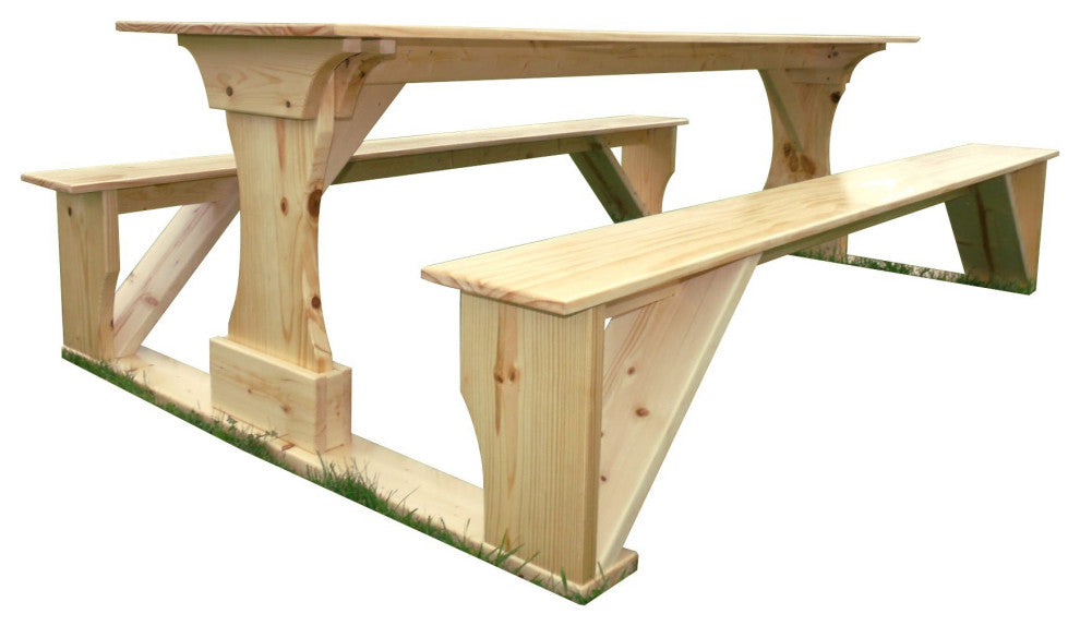 Cedar Log Outdoor Panel Picnic Table, White Cedar, 7 Foot