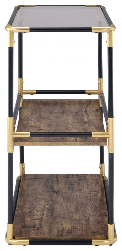 HomeRoots 44" X 16" X 28" Black Solid Wood Leg Console Table