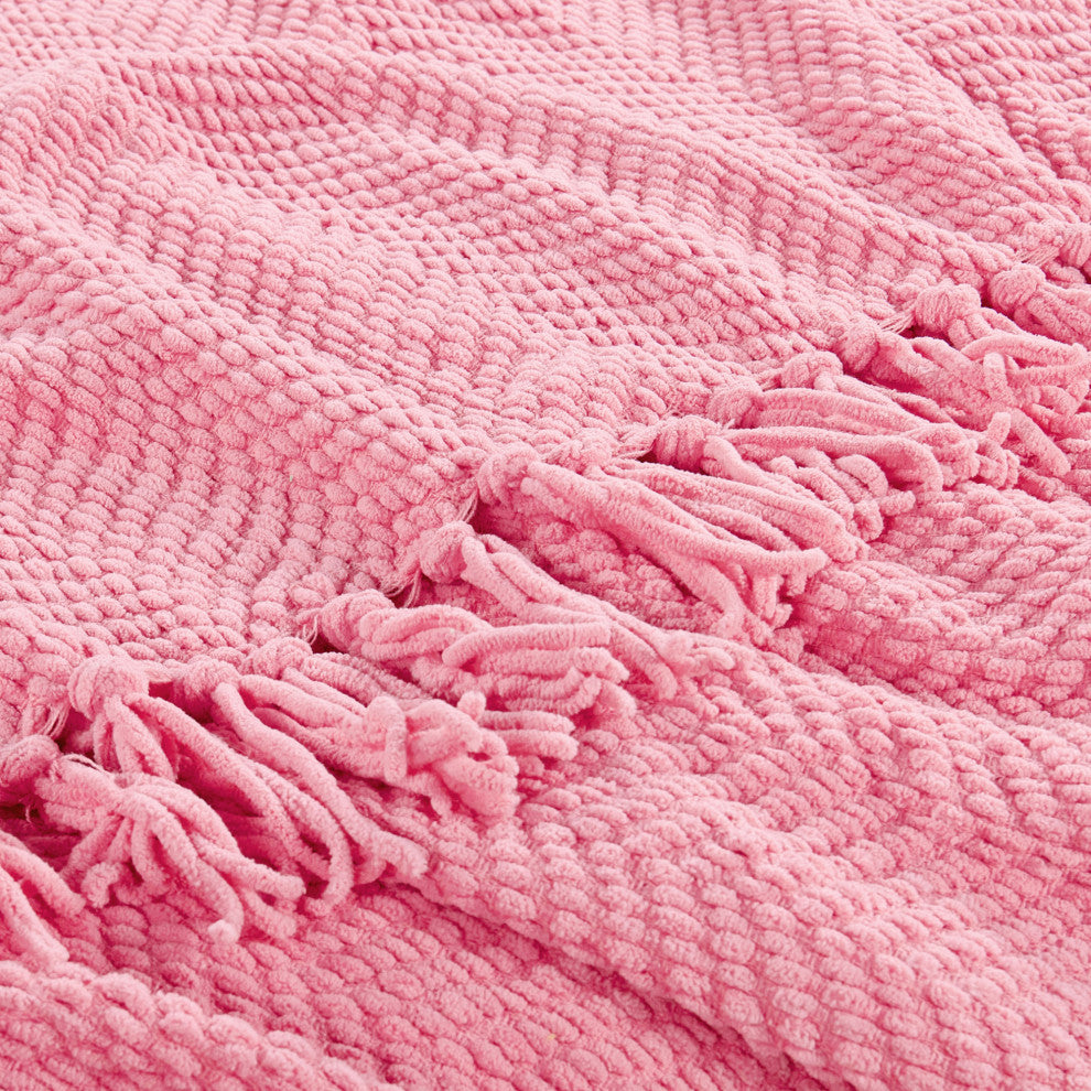 Tweed Knitted Throw Blanket, Strawberry Ice, 50"x60"