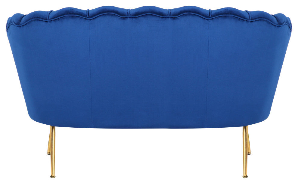 Home Beyond Velvet Sofa Blue Soft Loveseat Daisy Chair for Living Room UC-17DB