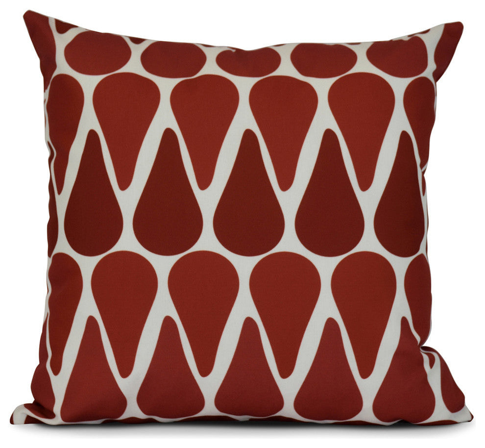 Watermelon Seeds, Geometric Print Pillow, Red, 16"x16"