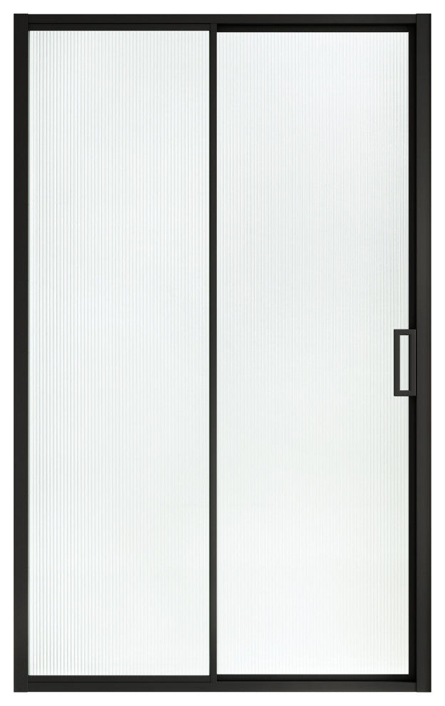 Stanford Sliding Fluted Alcove Shower Door, Black, Fluted Glass, 48"
