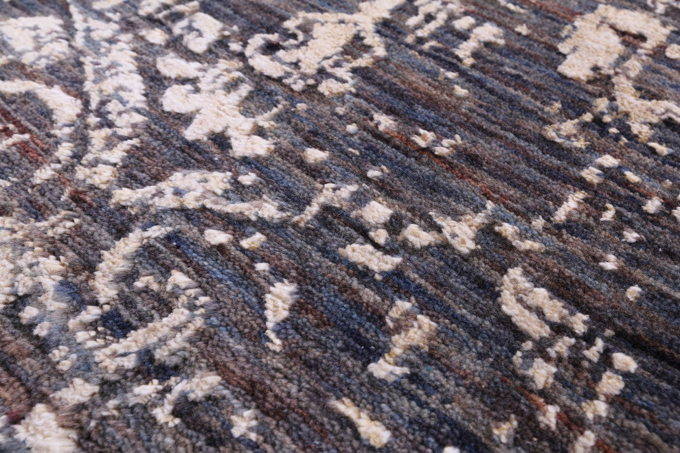 2' 6" X 14' 4" Runner Modern Wool and Silk Handmade Rug Q11838