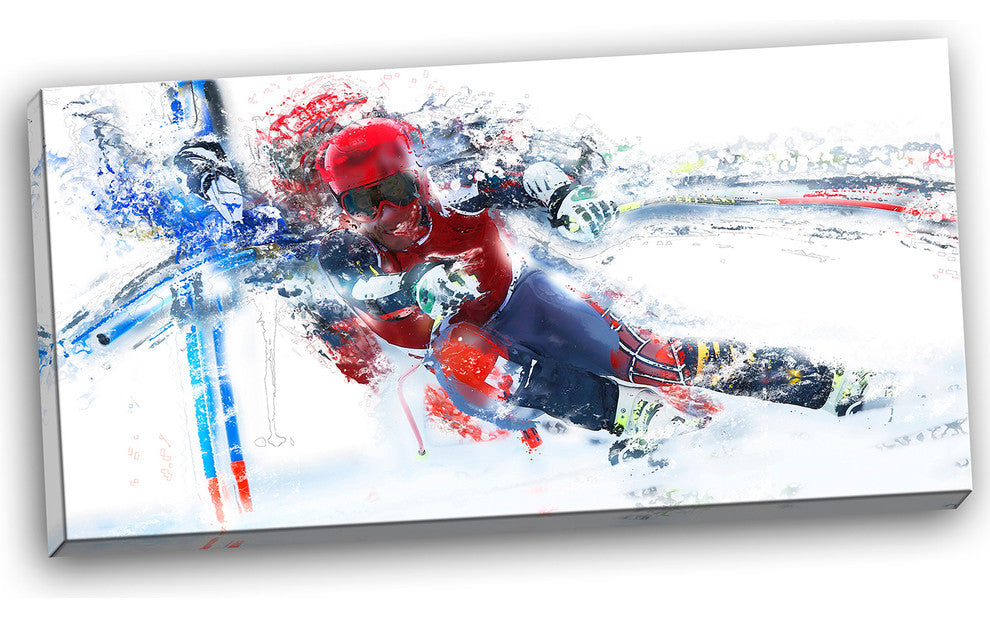 "Skiing Down Hill Race" Canvas Painting