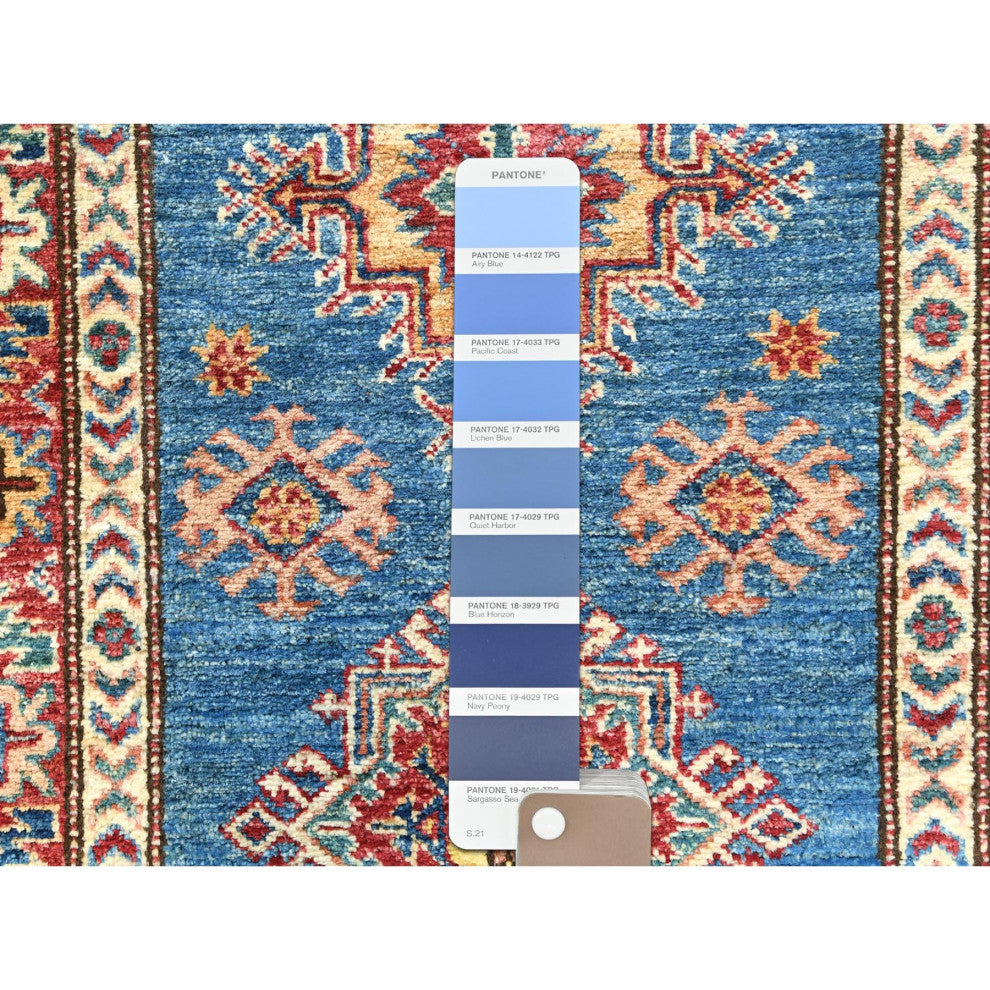 Denim Blue Hand Knotted Afghan Super Kazak Organic Wool XL Runner Rug 2'8"x40'8"