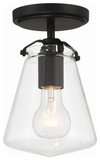 Crystorama Voss 1 Light Matte Black Semi Flush Mount