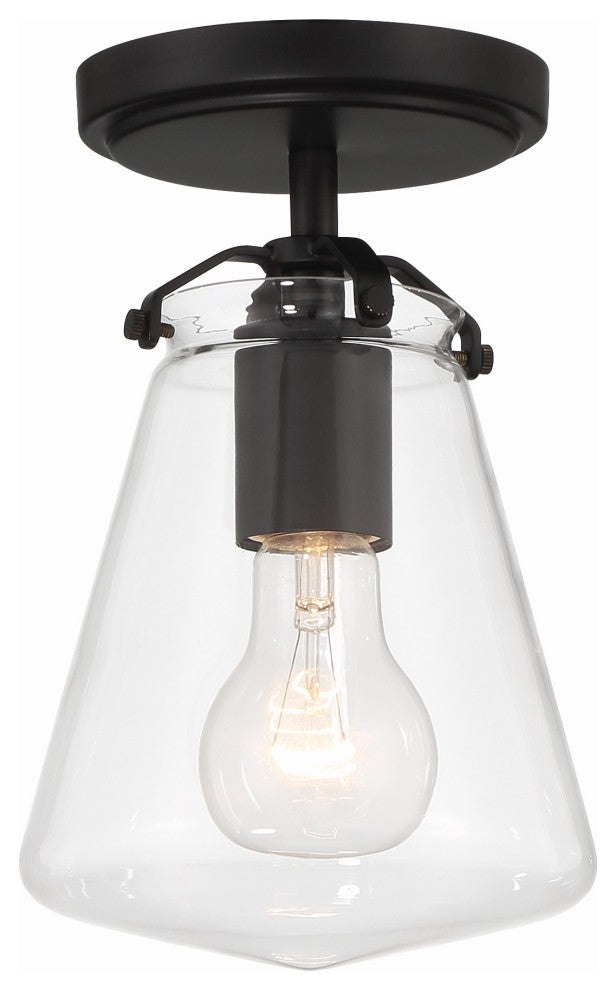 Crystorama Voss 1 Light Matte Black Semi Flush Mount