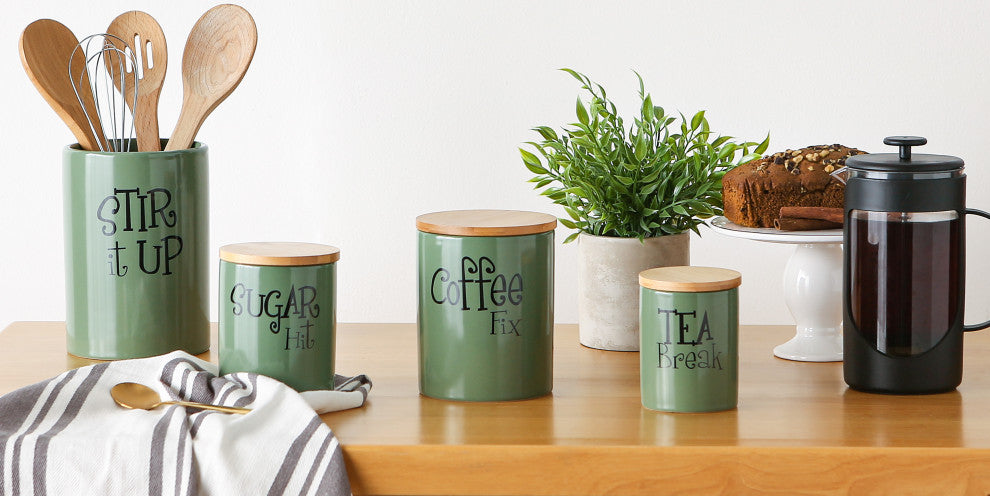DII Artichoke Green Stir It Up Ceramic Utensil Holder