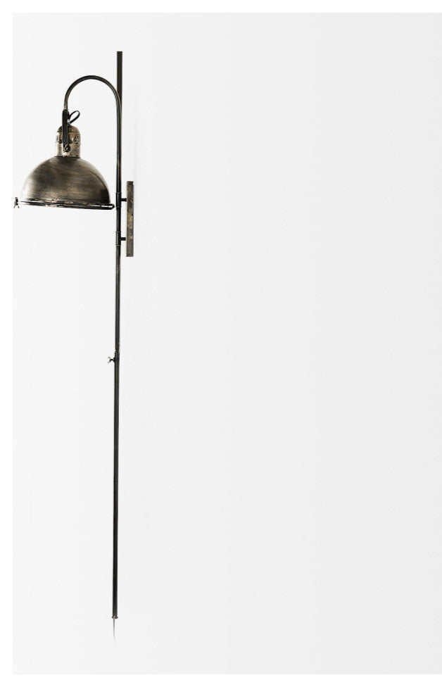 Tazb Gold Metal Antiqued Round Wall Sconce, 61" x 22"