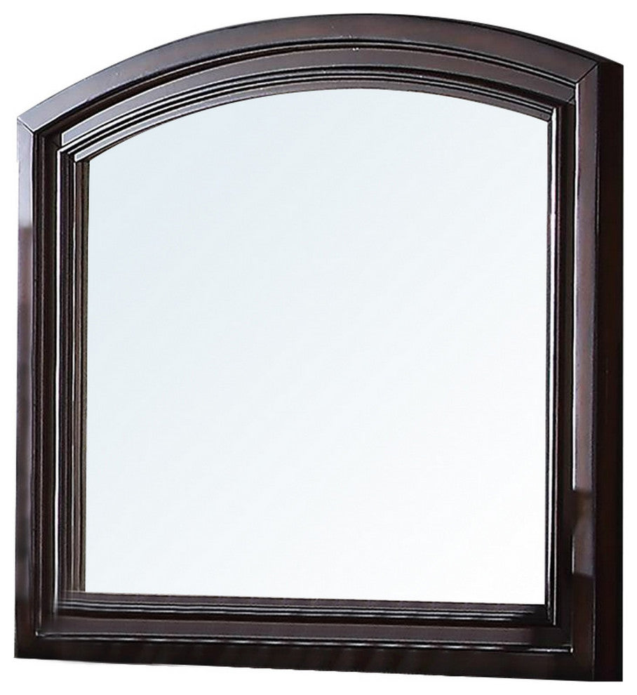 Benzara BM232902 Wooden Mirror With Raised Frame and Molded Details, Brown