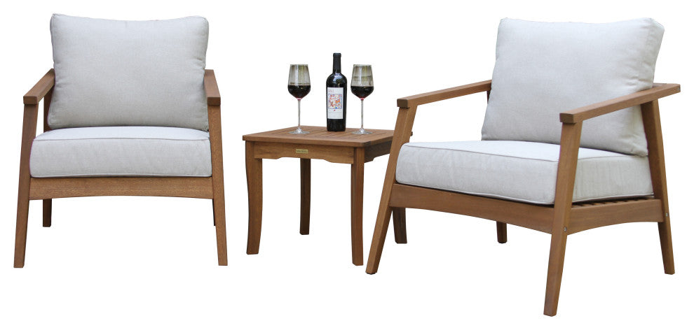 Eucalyptus 3-Piece Modern Seating Group With Square Accent Table