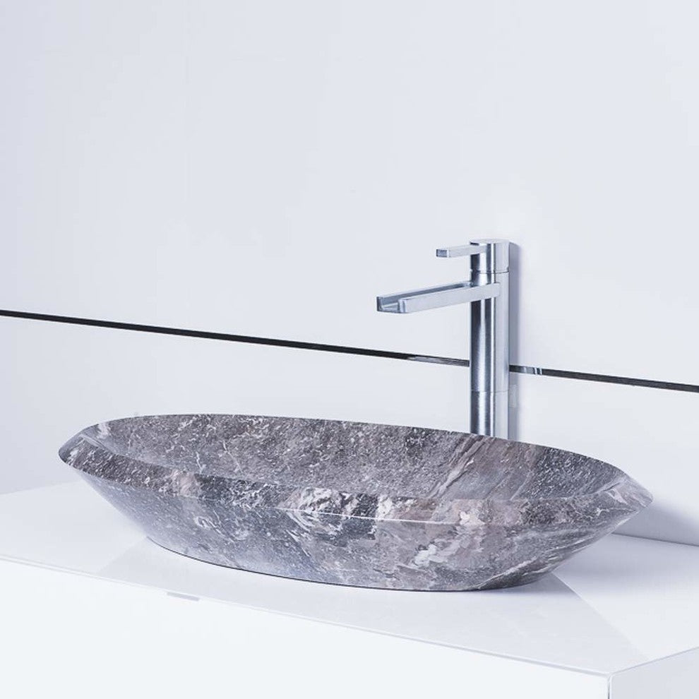 Sundari Infinity Natural Stone Luxury Vessel Sink, Gray Taupe
