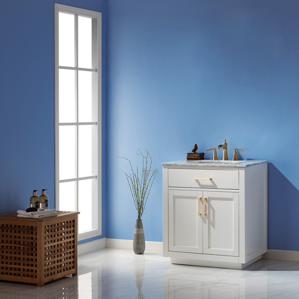Ivy White Bathroom Vanity Set, 30", Without Mirror