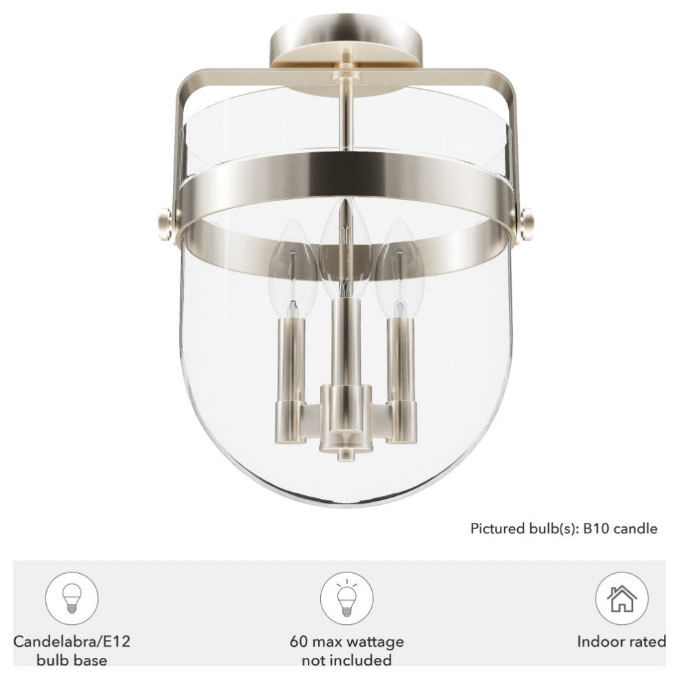 Karloff Alturas Gold, Clear Glass 3 Light Flush Mount Ceiling Light