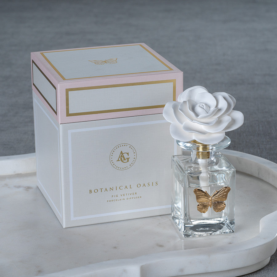 Botanical Oasis Fig Vetiver Porcelain Diffuser, Butterfly