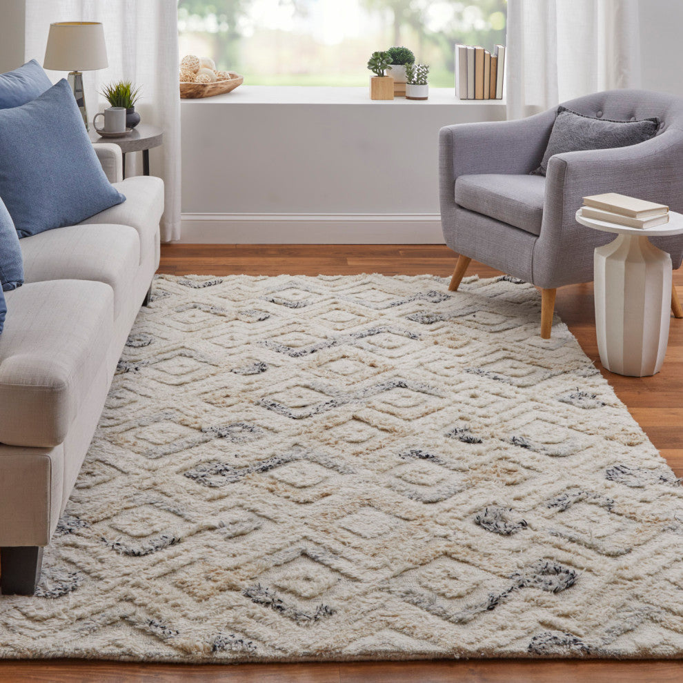 Weave & Wander Elika Transitional Moroccan, Ivory/Gray/Black, 5'x8'