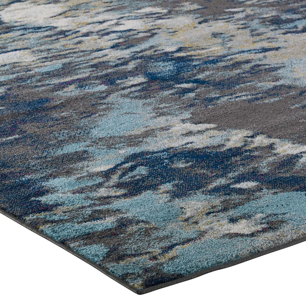 Area Rug Runner Floor Carpet, 8x10, Blue, Modern, Lounge Cafe Hotel Hospitality