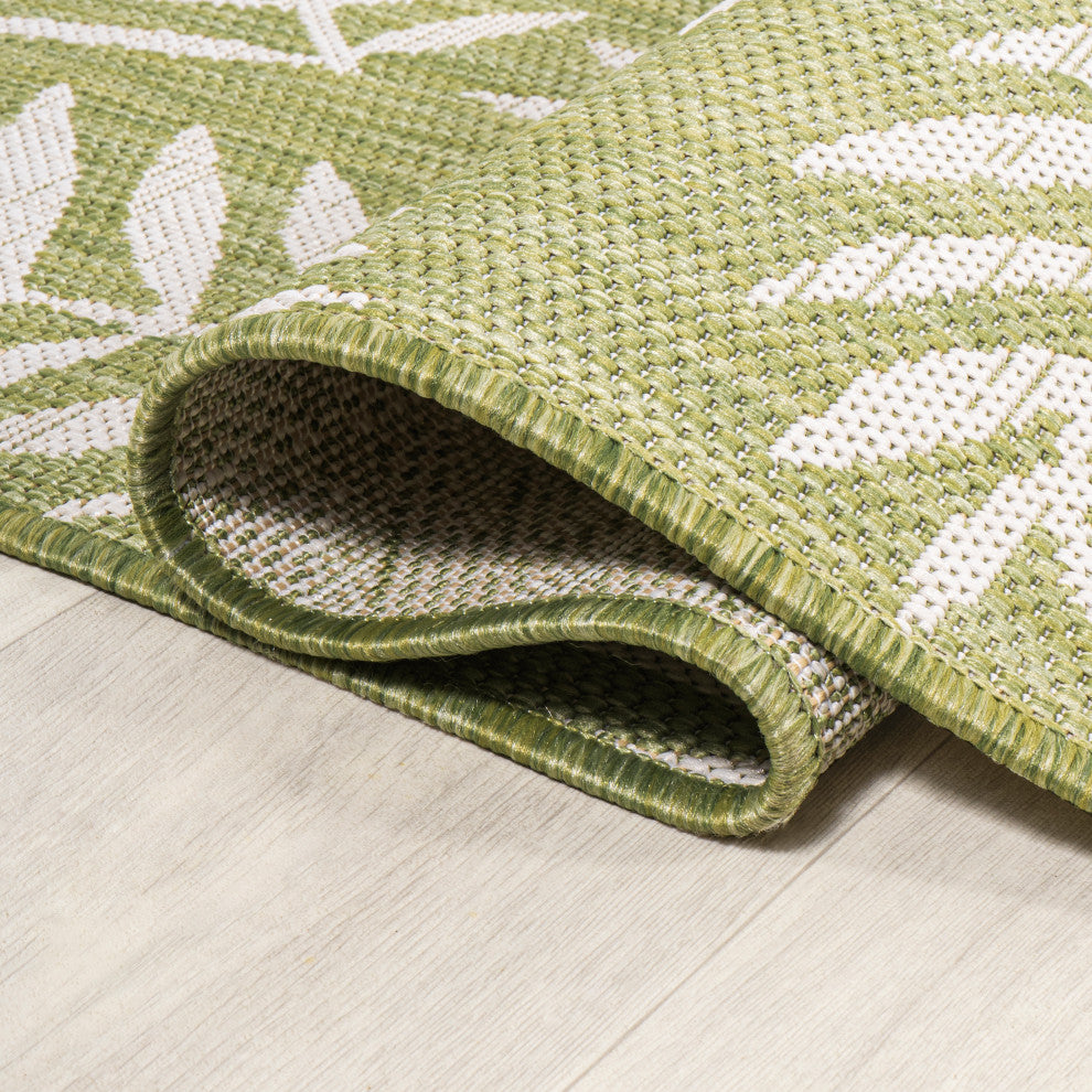 Nevis Palm Frond Indoor/Outdoor, Green/Cream, 4x6