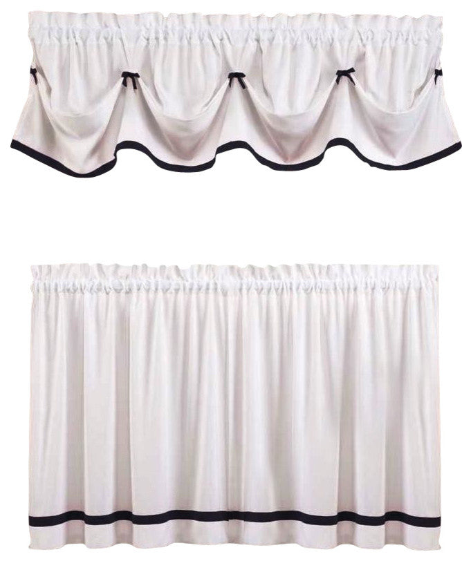 Kate Black Kitchen Curtain, 24" Tier