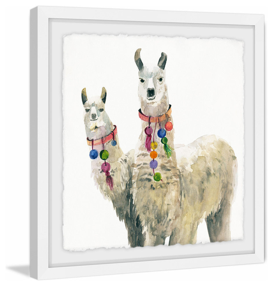 "Llama Pair" Framed Painting Print, 32"x32"