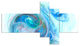 Light Blue Fractal Illustration, Abstract Canvas Wall Art, 60"x32", 5 panels