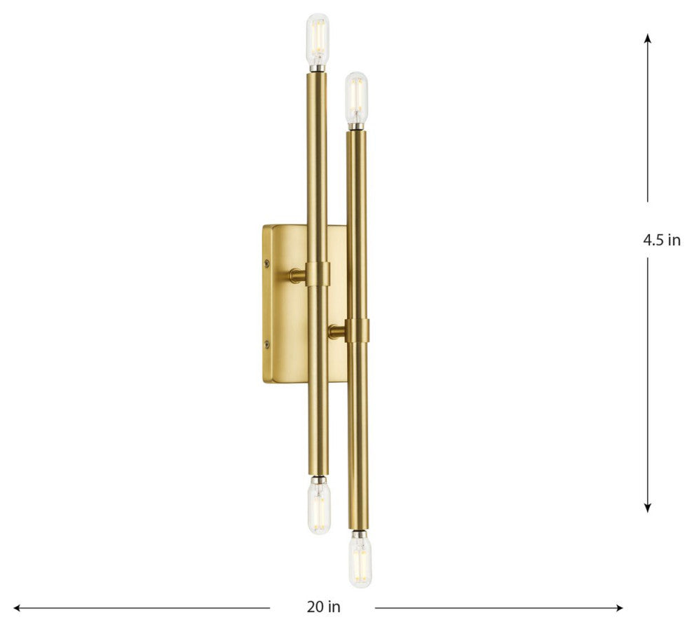Arya Collection Four-Light Brushed Gold Luxe Wall Bracket