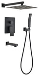 10 inch Wall-Mounted Square Completed Shower System, Matt Black