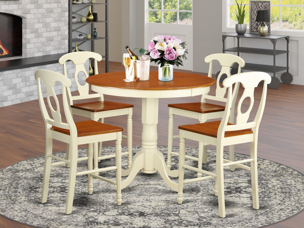5 Pc Counter Height Pub Set - Table And 4 Counter Height Stool