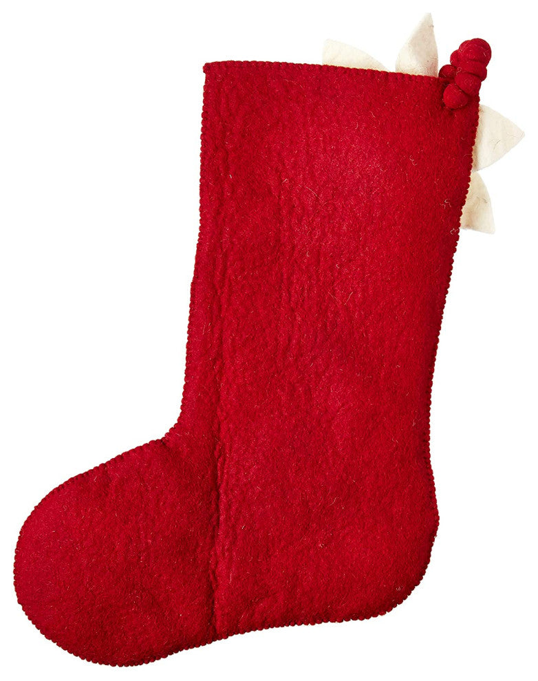 Poinsettia Christmas Stocking in Red