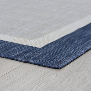 Dania Transitional Solid Border Navy Rectangle Indoor/Outdoor Area Rug, 8'x10'