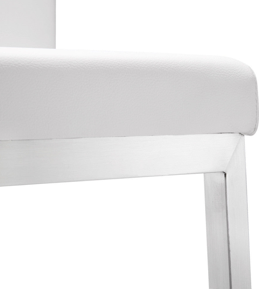 Parma Stainless Steel Counter Stool, Set of 2, White/Silver