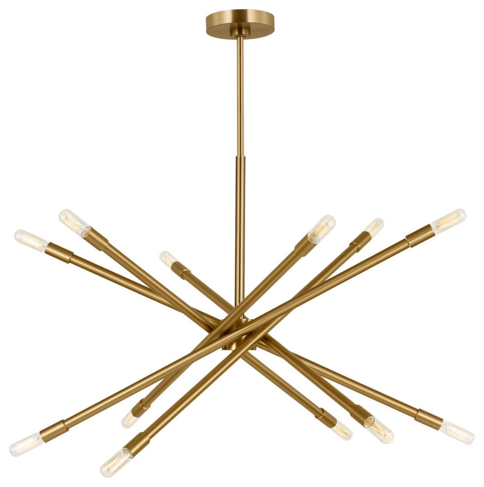 Eastyn 12-Light Indoor Large Chandelier, Burnished Brass Gold