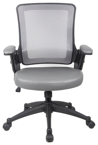 Mid-Back Mesh Task Office Chair With Flip Up Arms, Gray