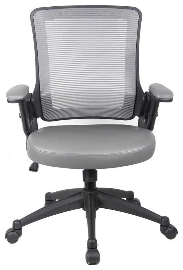 Mid-Back Mesh Task Office Chair With Flip Up Arms, Gray