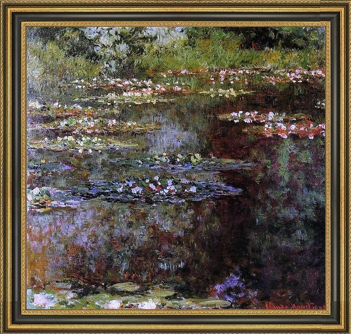 Claude Oscar Monet WaterLilies Framed Premium Canvas Print, 20"x20"