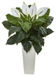 Spathiphyllum Artificial Flowering Plant, White, 3'