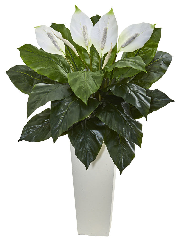 Spathiphyllum Artificial Flowering Plant, White, 3'
