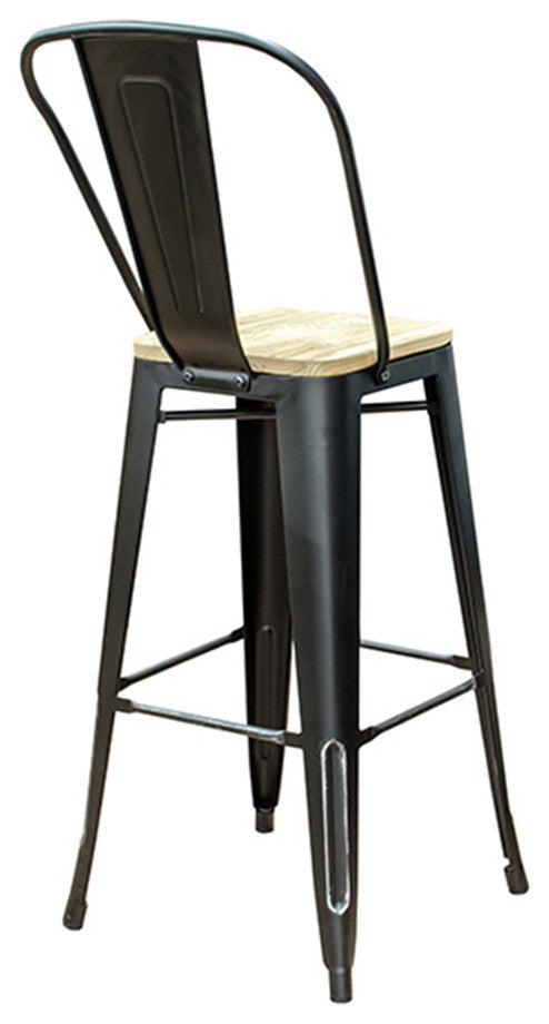 Tolix H/ Black 26" Wood Seat